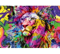 Ulmer Puzzleschmiede - Puzzle The King of Colors: Puzzle de 1000 Piezas - Colorido Cuadro Abstracto de un majestuoso león