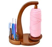 ULOI Crochet Yarn Holder - Upgrade with Crochet Accessories Storage Attachment, Magnetic Wooden Yarn Storage for Knitting Accessories, Perfect for Crocheting and Knitting Projects, Walnut Finish
