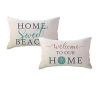 ULOVE LOVE YOURSELF Beach House - Fundas de almohada lumbares decorativas con diseño de dólar de arena, 12 x 20 pulgadas, paquete de 2 decoraciones para el hogar