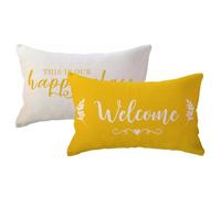 ULOVE LOVE YOURSELF Paquete de 2 fundas de almohada decorativas con citas para el hogar, 12 x 20 pulgadas, diseño rústico de palabras familiares para decoración de casa de campo para sofá, porche,