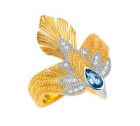 Uloveido Anillo águila gótica dorada ajustable - Anillo biker Skyhawk con aguamarina simulada en forma de lágrima, joya protectora para mujer hombre YA6254