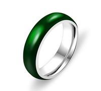 Uloveido Anillo de boda clásico liso de acero inoxidable de 6 mm con relleno de esmalte verde para mujeres y hombres, V1/2(64.6mm), esmaltado, Sin piedras preciosas