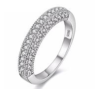 Uloveido Anillo de Plata de eternidad de Color simulado para Mujer Anillo de Promesa de Boda Aniversario Regalos para Mujeres Novia Tamaño 17 Y100