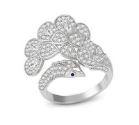 Uloveido Anillo pluma de pavo real ajustable - Banda abierta elegante, diseño de pluma, joya ligera para boda, compromiso o uso diario YA6262