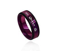 Uloveido Anillos de reina de 2 tonos de moda - Acero inoxidable para ella y su reina pareja alianza de compromiso Y1314 morado