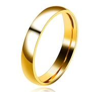 Uloveido Anillos lisos de 3 mm y 4 mm de acero inoxidable dorado de ajuste cómodo, anillos de compromiso a juego para mujeres y hombres Y643, T1/2 (62.1mm), Cristal, Sin piedras preciosas