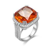 Uloveido Aniversary Wedding Statement Anillos punk con gemas creadas por el naranja Promise Square Tamaño del anillo cuadrado para ella RA219, Regolabile, Metal no precioso Piedra, Zirconia cúbica