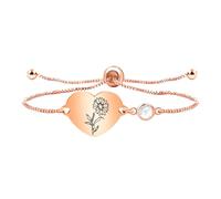 Uloveido April Birthstone Love Heart Bracelet with Daisy Birth Flower - Rose Gold Plated, Adjustable Box Chain, Symbolizing Innocence & Purity, Perfect Jewelry for Birthday or Valentine's Day - YA5542
