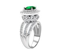 Uloveido Charm Jewellery Wedding Band Engagement Crystal Green CZ Anillo de cóctel para Mujer Suqare Creado Emerald RJ213