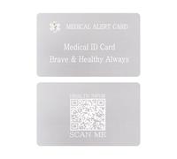 Uloveido Código QR Editable Tarjeta de Aleación de Alerta Médica, Tarjeta de Cartera de Identificación de Salud de Emergencia Personalizada, Actualizar Información Médica (Plateado)