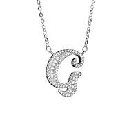 Uloveido Colgante de Collar de Oro Blanco con Letra G Inicial para Mujeres niñas niños niños Hombres Amigo con Piedra de circonio cúbico Cristales CZ NL025