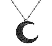 Uloveido Collar con colgante de luna árabe para hombres y mujeres, acero inoxidable, runa árabe, musulmana, Alá, creencia islámica, amuleto de talismán, regalo religioso, Acero inoxidable, Sin piedra