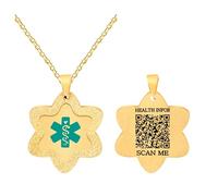 Uloveido Collar con Colgante Médico Adorable con Código QR Personalizado para Mujer, Collar con Información de Contacto de Emergencia Grabada YA5503