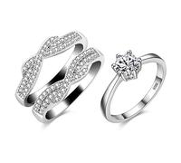 Uloveido Criss Cross Infinity Ring Guard Enhancer con circonitas cúbicas Dobles Anillos de Aniversario de Boda establecidos para Mujeres (Tamaño 22)