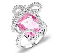 Uloveido Exagerate - Anillos de cóctel de circonita cúbica, abiertos y ajustables, joyería de lujo para bodas, fiestas, anillos de dedo de cristal grandes para mujeres, adolescentes y niñas, Cristal,