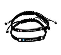 Uloveido Juego a Juego para él y para Ella, Pulsera de Pareja Personalizada de Acero Inoxidable de Titanio con Grabado Personalizado (un par) (Negro y Negro)