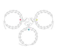 Uloveido Juego de 3 Pulseras BFF en Capas para 3 Amigas - Cadena de Eslabones de Corazón de Acero Inoxidable a Juego Pulseras de Corazón Rompecabezas para Mejores Amigas para Mujeres Regalo de Amistad