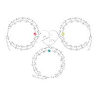 Uloveido Juego de 3 Pulseras BFF en Capas para 3 Amigas - Cadena de Eslabones de Corazón de Acero Inoxidable a Juego Pulseras de Corazón Rompecabezas Mejores Amigas para Mujeres Regalo de Amistad