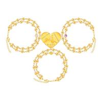 Uloveido Juego de 3 pulseras en capas para 3 amigas, cadena de eslabones de corazón de acero inoxidable a juego, pulseras de corazón para mejores amigas, para mujeres, amistad, cumpleaños, graduación