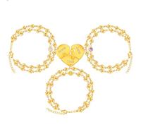 Uloveido Juego de 3 pulseras en capas para mejores amigas, para 3 amigas, cadena de eslabones de corazón de acero inoxidable a juego, pulseras de corazón para mejores amigas, regalo de amistad,