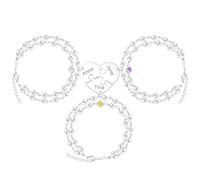 Uloveido Juego de 3 pulseras en capas para mejores amigas, para 3 amigas, cadena de eslabones de corazón de acero inoxidable a juego, pulseras de corazón para mejores amigas, regalo de amistad,