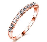 Uloveido Ladies Rose Gold Plated 2mm Round Cubic Zirconia Half Eternity Anillos Alianzas de Boda para Mujeres Niñas J029 (Rose Gold, Talla 22)