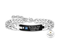 Uloveido Pulsera charm semilla de mostaza - Acero con escritura - “¡Sé fuerte y valiente!” Josué 1:9 - Joyería cristiana motivacional Y4354