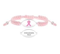 Uloveido Pulsera cinta rosa ajustable - Joyería grabada contra el cáncer de mama “Alma irrompible” - Pulsera de cuerda de acero inoxidable - Regalo inspirador para mujeres y amigas