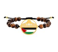Uloveido Pulsera con cuentas de ojo de tigre y mapa de Palestina grabado. Joya árabe personalizable de fe, esperanza e identidad YS6020