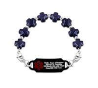 Uloveido Pulsera de Alerta Médica con Grabado | Joyería de Primeros Auxilios con Cruz Griega de Piedra Natural para Salvar Vidas | Pulsera de Emergencia con Etiqueta ID de Acero Inoxidable DIY