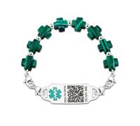 Uloveido Pulsera de Alerta Médica con Grabado | Joyería de Primeros Auxilios con Cruz Griega de Piedra Natural para Salvar Vidas | Pulsera de Emergencia con Etiqueta ID de Acero Inoxidable DIY