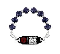 Uloveido Pulsera de Alerta Médica con Grabado | Joyería de Primeros Auxilios con Cruz Griega de Piedra Natural para Salvar Vidas | Pulsera de Emergencia con Etiqueta ID de Acero Inoxidable DIY