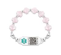 Uloveido Pulsera de Alerta Médica con Grabado | Joyería de Primeros Auxilios con Cruz Griega de Piedra Natural para Salvar Vidas | Pulsera de Emergencia con Etiqueta ID de Acero Inoxidable DIY