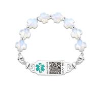 Uloveido Pulsera de Alerta Médica con Grabado | Joyería de Primeros Auxilios con Cruz Griega de Piedra Natural para Salvar Vidas | Pulsera de Emergencia con Etiqueta ID de Acero Inoxidable DIY