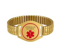 Uloveido Pulsera de Alerta Médica para Adultos - Pulsera Dorada de Acero Inoxidable con Información de Contacto de Emergencia Y6039