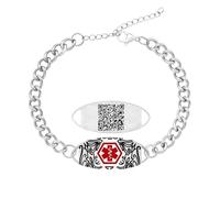 Uloveido Pulsera de Cadena Curb Ajustable en Acero con Código QR, Información Médica Grabada y Contacto de Emergencia Personalizado YA5948