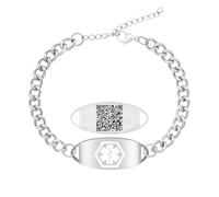 Uloveido Pulsera de Cadena Curb con Código QR Personalizado, Identificación Médica y Contacto de Emergencia para Hombre YA5948