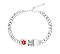Uloveido Pulsera de Contacto de Emergencia con Código QR Grabado, Cadena Curb de Acero, Identificación Médica con Información Sanitaria para Mujer y Hombre YA5948