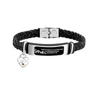 Uloveido Pulsera de cuero con forma de fe, pequeña como una semilla de mostaza, puede mover montañas, Mateo 17:20, Metal, vidrio