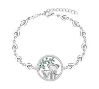 Uloveido Pulsera de elefante de buena suerte para mamá e hija o hijo, pulsera de cadena de eslabones de corazón de acero inoxidable para madre de hijo e hija YA4746, Adjustable, Metal, Circonita