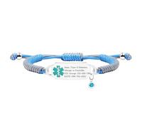 Uloveido Pulsera de identificación médica personalizada, hecha a mano con grabado. Ajustable, resistente al agua, nudo tradicional para diabetes, alergias, epilepsia YA5657