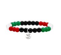 Uloveido Pulsera de la bandera de Palestina con abalorio de palestina - hecho a mano verde rojo negro blanco cuentas de ágata pulsera elástica - pulsera ajustable de palestina libre para hombres y