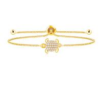 Uloveido Pulsera de moda con diseño de pez tortuga con elementos marinos - Pulsera de cadena ajustable con cierre de bolo para niñas y mujeres, Adjustable, Metal, Circonita cúbica