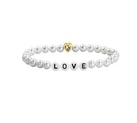 Uloveido Pulsera de Perlas con Letras de Amor, Pulsera Elástica con Iniciales, Elegante Joyería de Perlas para Ella YA5630