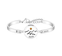 Uloveido Pulsera de semillas de mostaza para mujer, pulsera ajustable de acero inoxidable grabada personalizada, joyería cristiana inspiradora YA6454, Adjustable, Resina de acero inoxidable, Sin