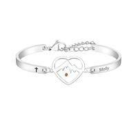 Uloveido Pulsera de semillas de mostaza para mujer, pulsera ajustable de acero inoxidable grabada personalizada, joyería cristiana inspiradora YA6454, Adjustable, Resina de acero inoxidable, Sin
