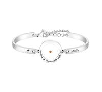 Uloveido Pulsera de semillas de mostaza para mujer, pulsera ajustable de acero inoxidable grabada personalizada, joyería cristiana inspiradora YA6454, Adjustable, Resina de acero inoxidable, Sin
