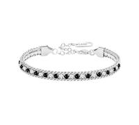 Uloveido Pulsera de Tenis Negra con Circonitas para Mujer - Pulsera Ajustable de Acero Inoxidable con Cristales Brillantes - Regalo Elegante YA6110
