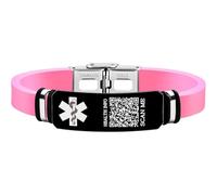 Uloveido Pulsera dinámica de alerta médica con código QR para hombres y mujeres, escanea para actualizar información médica, no necesita información médica al finalizar la compra, pulsera de silicona