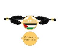 Uloveido Pulsera DIY Musulmana Dorada para Hombre y Mujer | Pulsera Palestina por la Libertad con Cordón Trenzado y Colgante Grabado | Estilo Islámico Creativo